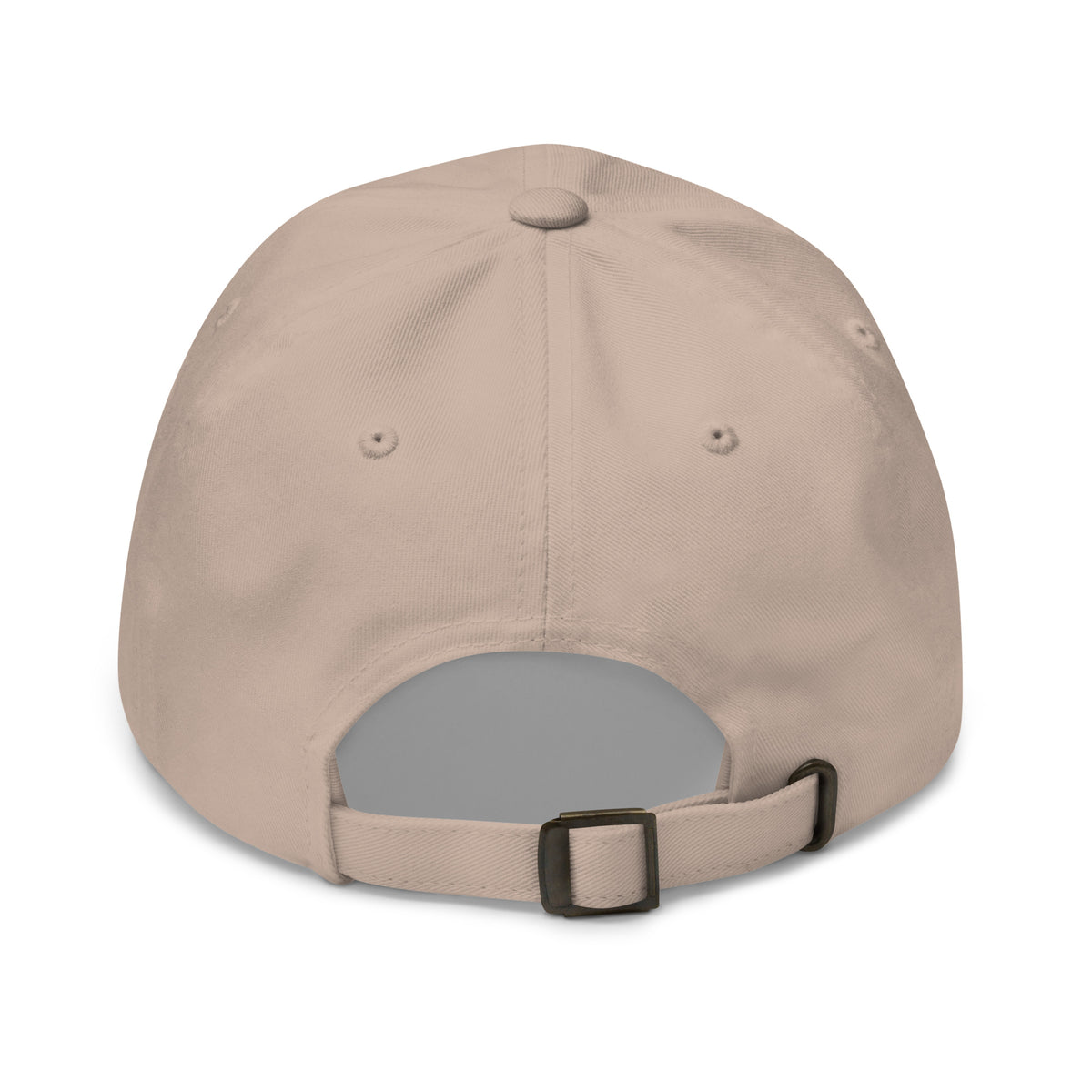 Back view of the sloth illustration adjustable dad hat in stone