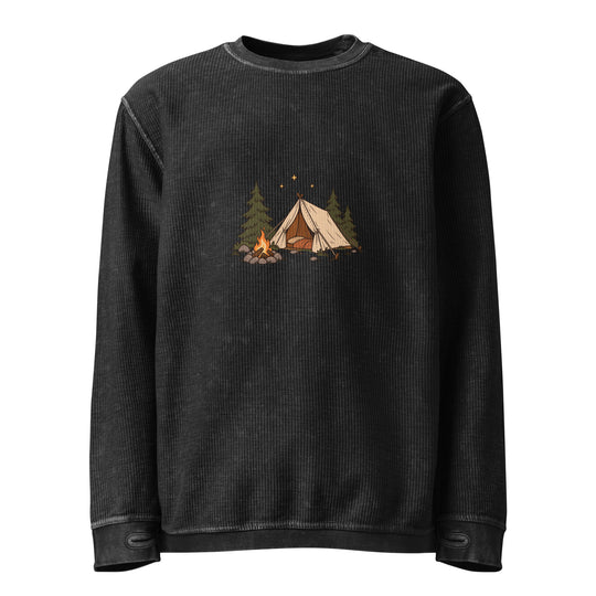 Cord-Sweatshirt mit Campingmotiv
