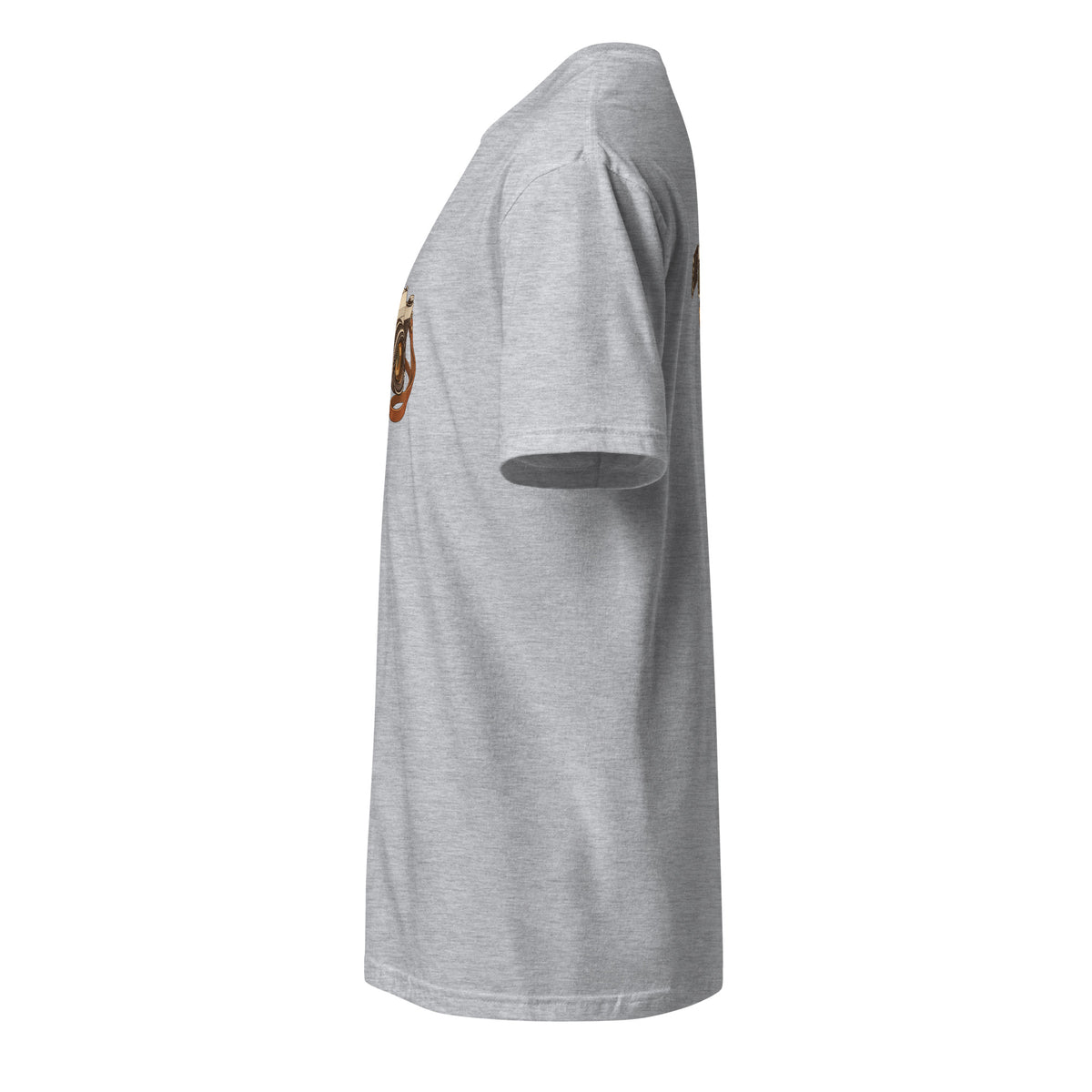 Left-side view of the vintage camera graphic t-shirt in sport grey