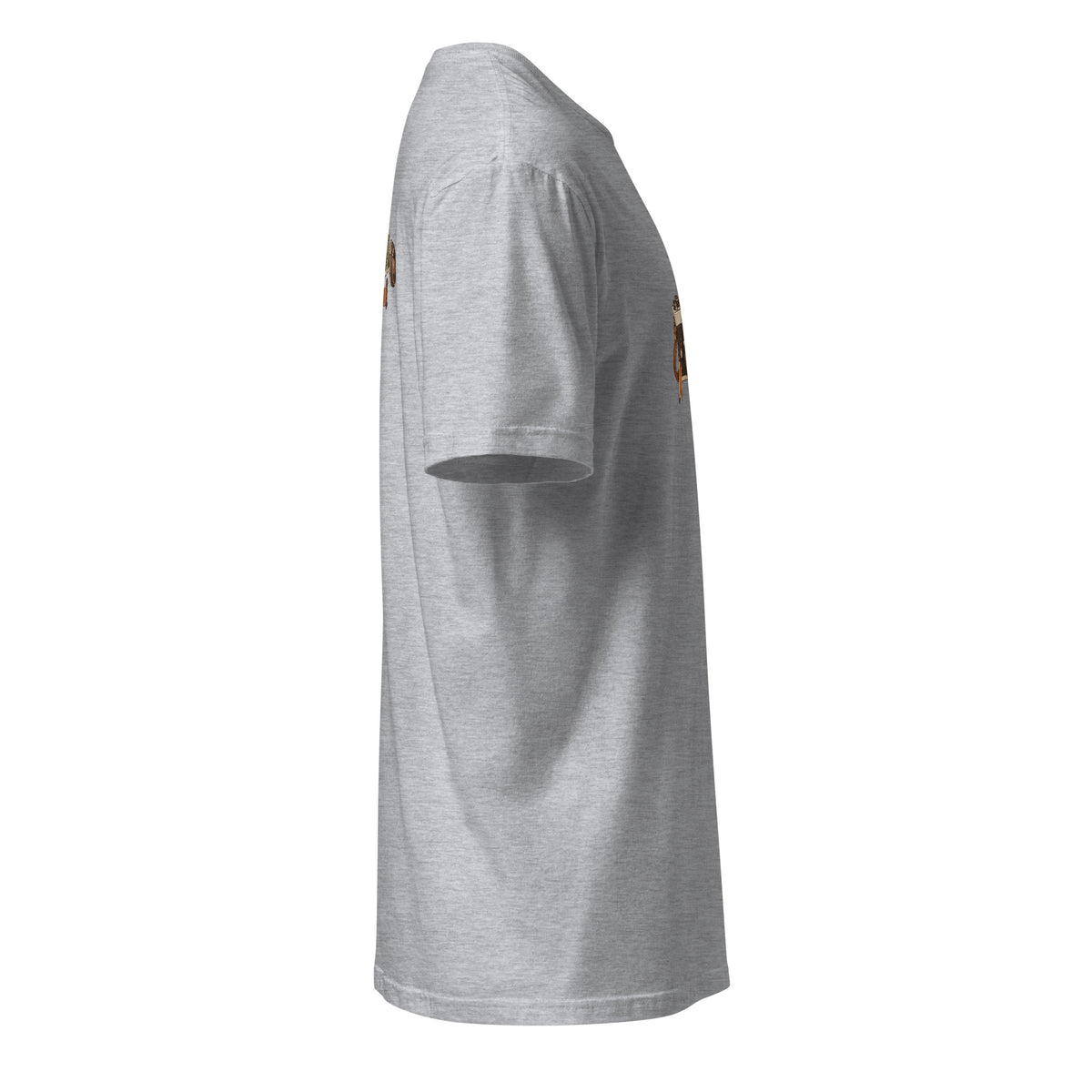 Right-side view of the vintage camera graphic t-shirt in sport grey