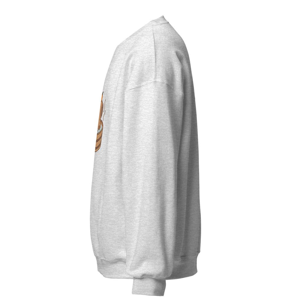 Left-side view of the capybara bath graphic sweatshirt in ash