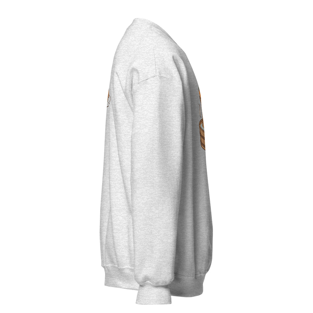 Right-side view of the capybara bath graphic sweatshirt in ash