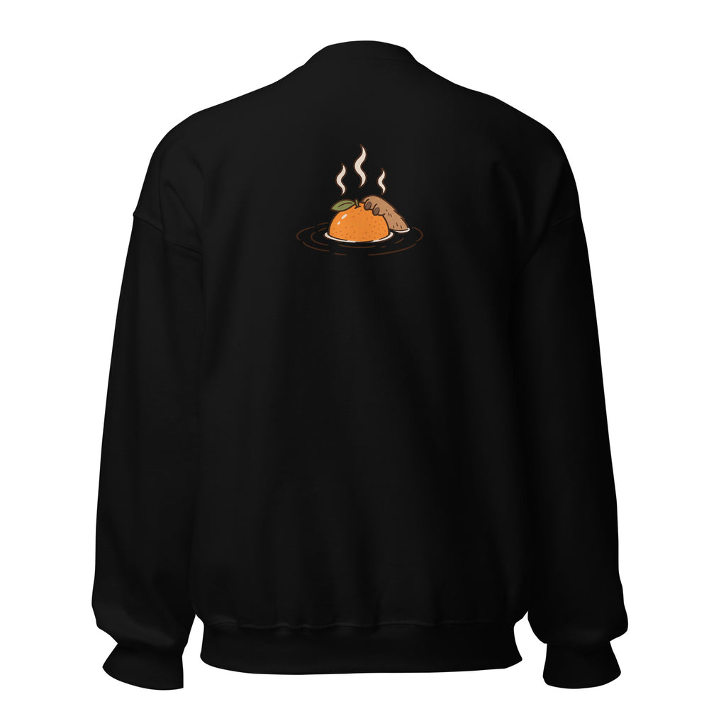 Back view of the capybara bath graphic sweatshirt in black
