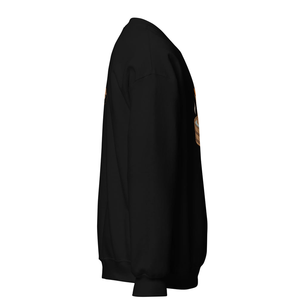 Right-side view of the capybara bath graphic sweatshirt in black