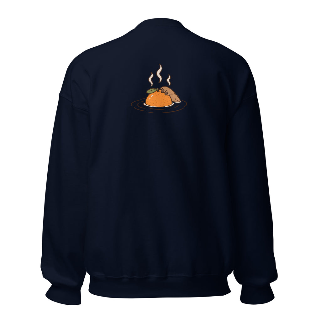 Back view of the capybara bath graphic sweatshirt in navy