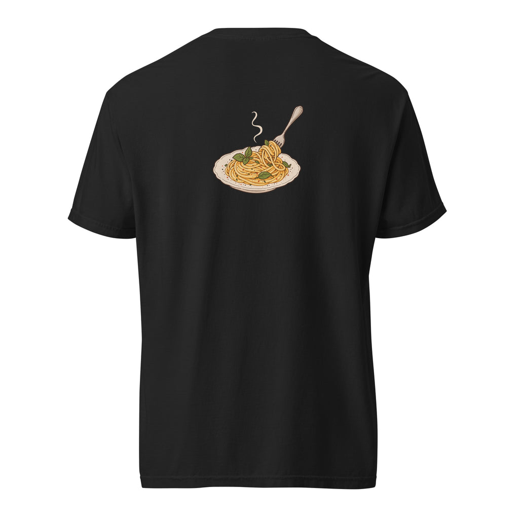 Back view of the noodle bowl heavyweight graphic t-shirt in black