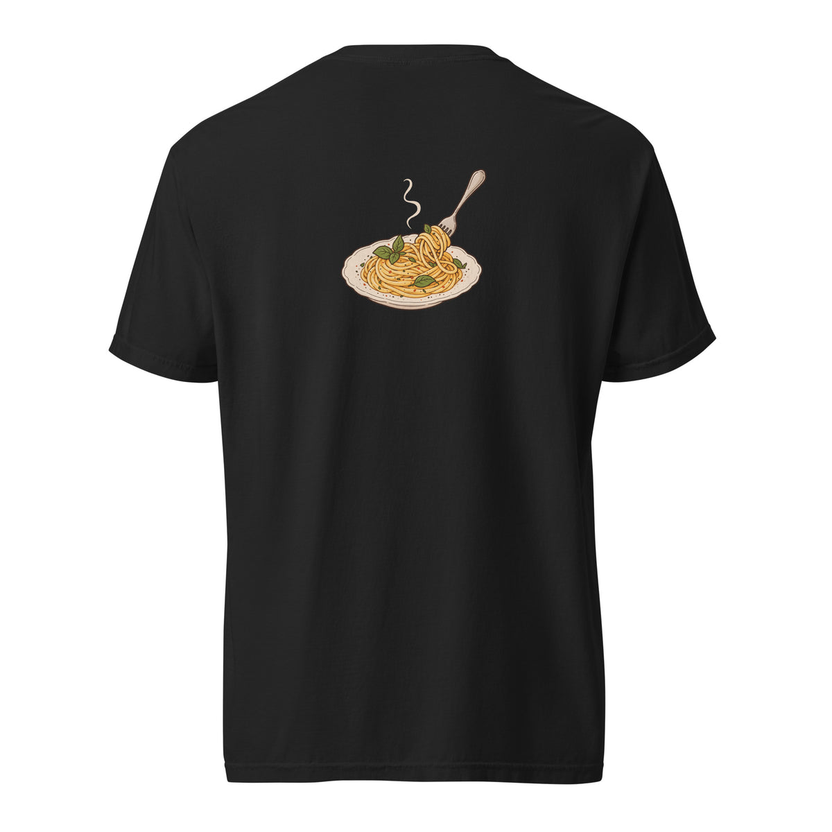 Back view of the noodle bowl heavyweight graphic t-shirt in black
