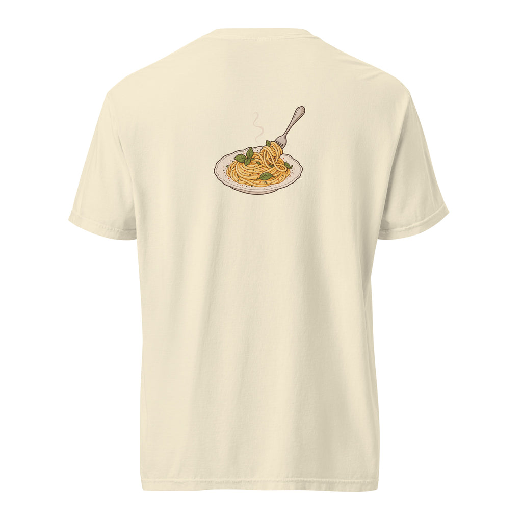 Back view of the noodle bowl heavyweight graphic t-shirt in ivory