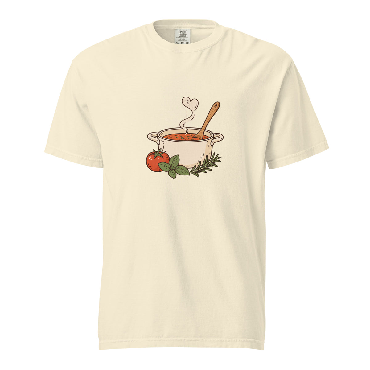 Front view of the noodle bowl heavyweight graphic t-shirt in ivory