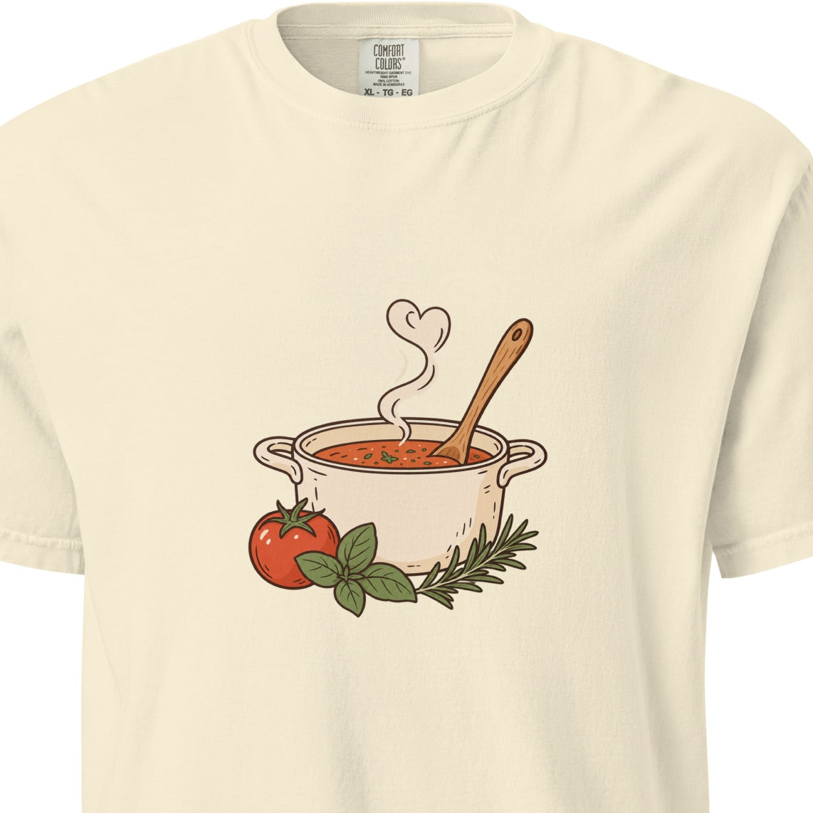 Close-up of the original Noodle Bowl Heavyweight Graphic T-Shirt front; artwork and garment proportions unchanged. See following photos for full garment and fit.