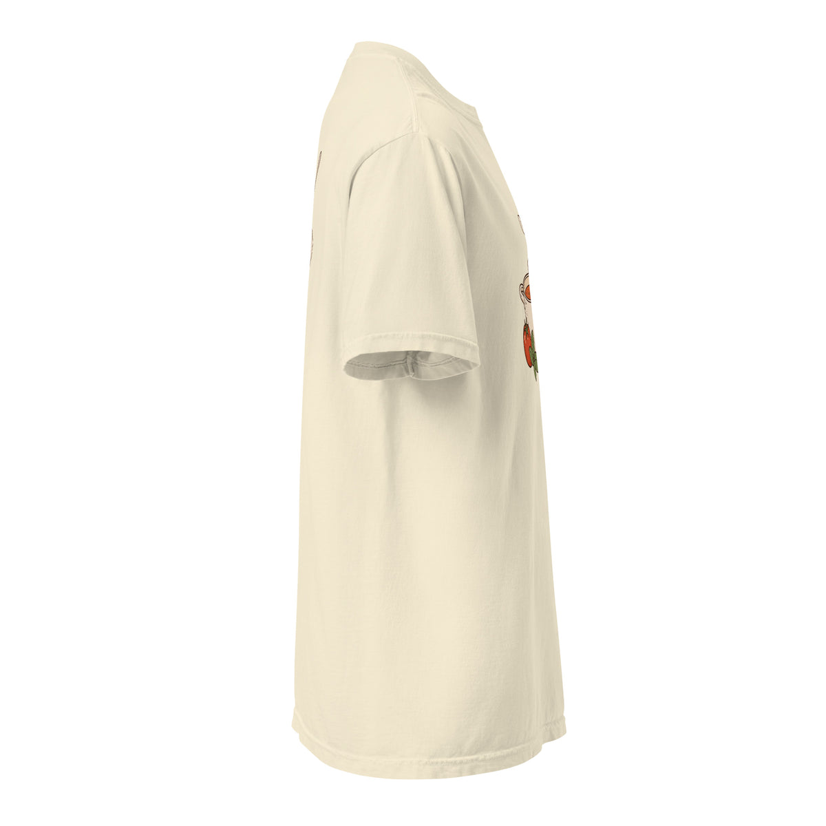 Right-side view of the noodle bowl heavyweight graphic t-shirt in ivory