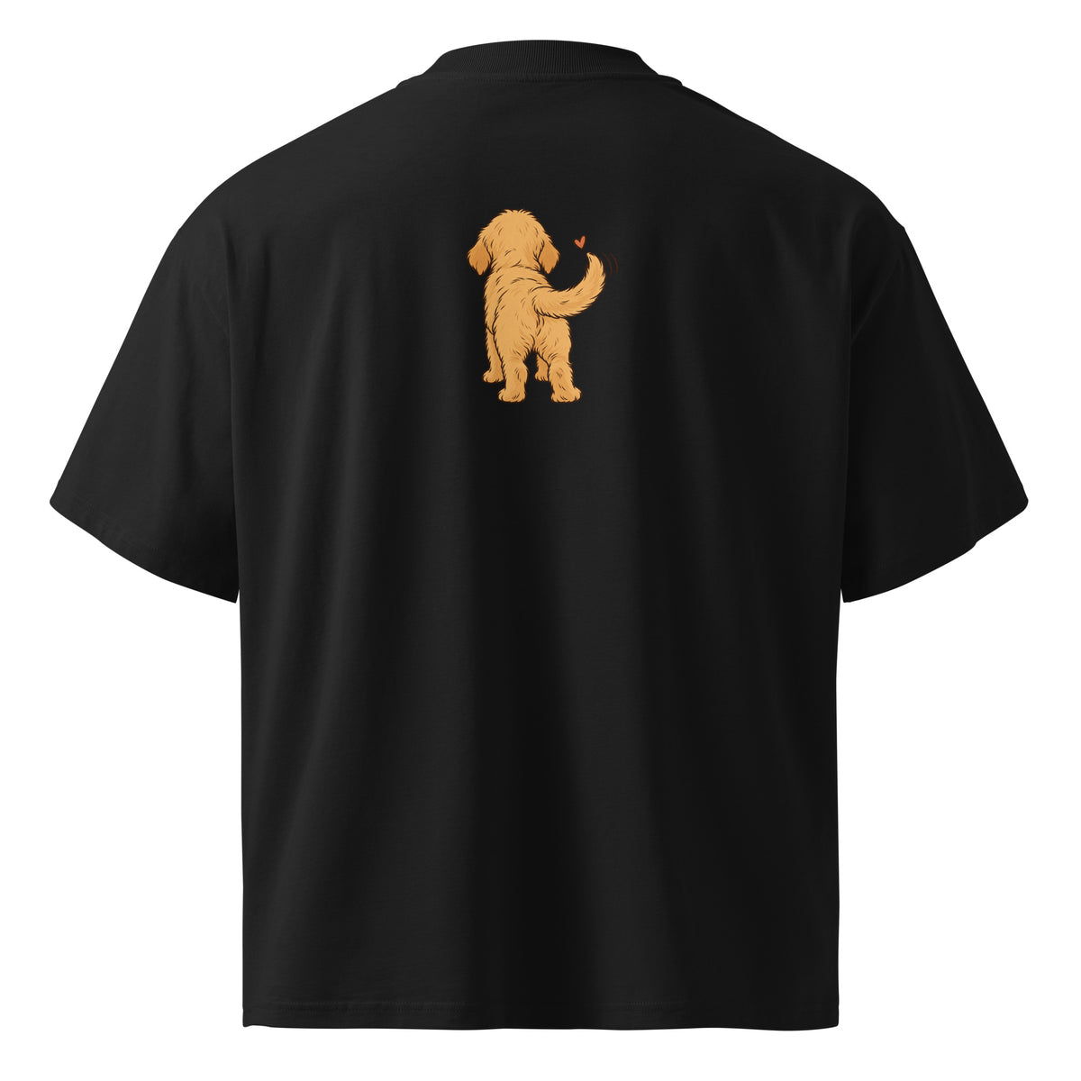 Back view of the golden dog oversized organic cotton t-shirt in black