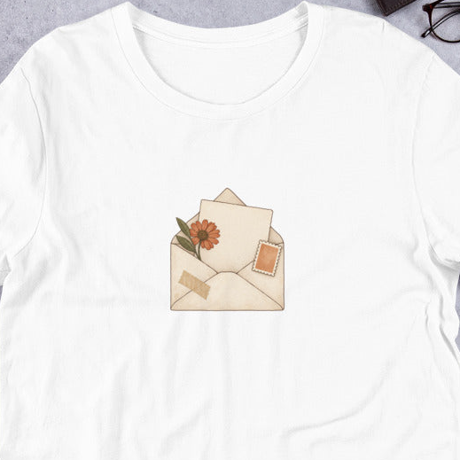 Close-up of the original Floral Letter Unisex Graphic T-Shirt front; artwork and garment proportions unchanged. See following photos for full garment and fit.