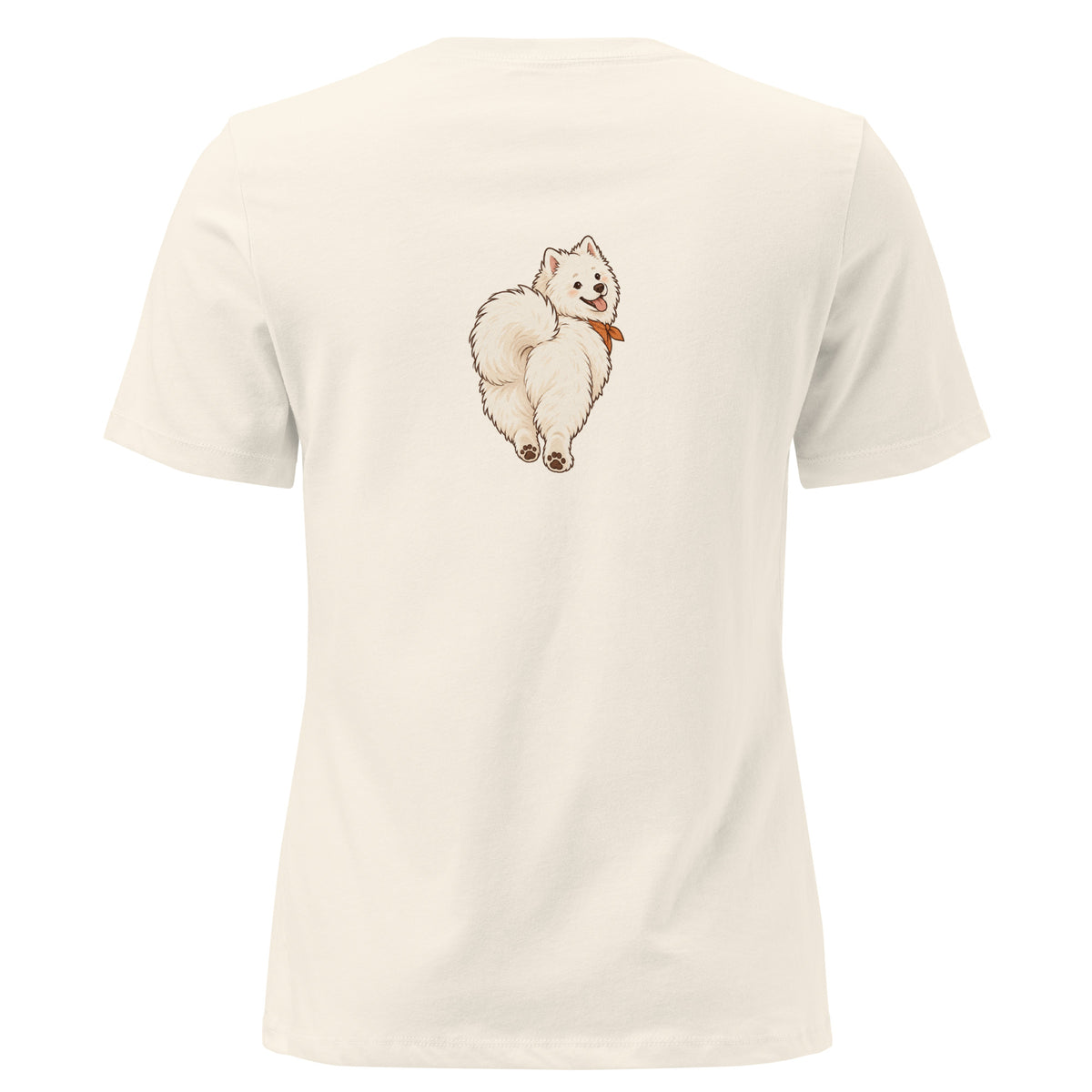 Back view of the white dog women's relaxed graphic t-shirt in natural